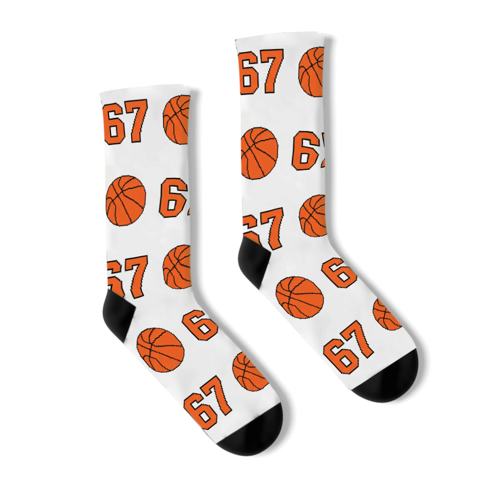 67 Basketball Socks, 67 Socks, Six Seven Socks, Gag Gift, 6-7 Meme Gift, 6-7 Socks, Teen Boy Stocking Stuffer