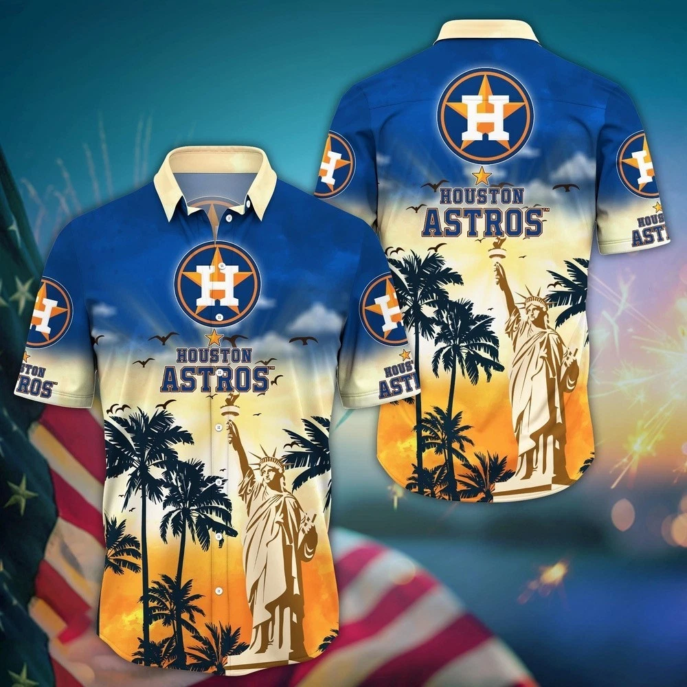 Houston Baseball Team Astross Hawaiian Button Down Shirt