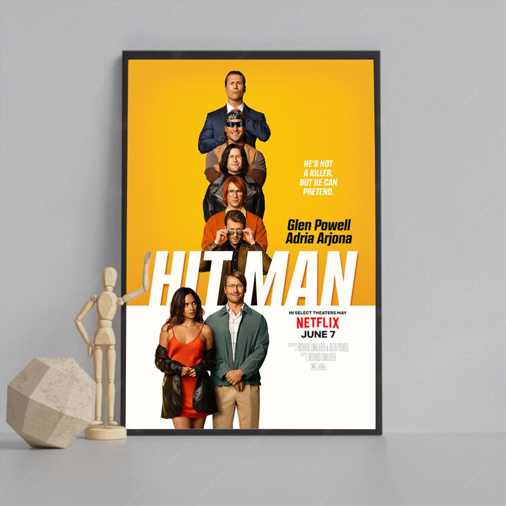 Hit Man 2024 Poster Movie Poster Minimalist Aesthetic Poster Wall Art Home Decor Canvas Poster