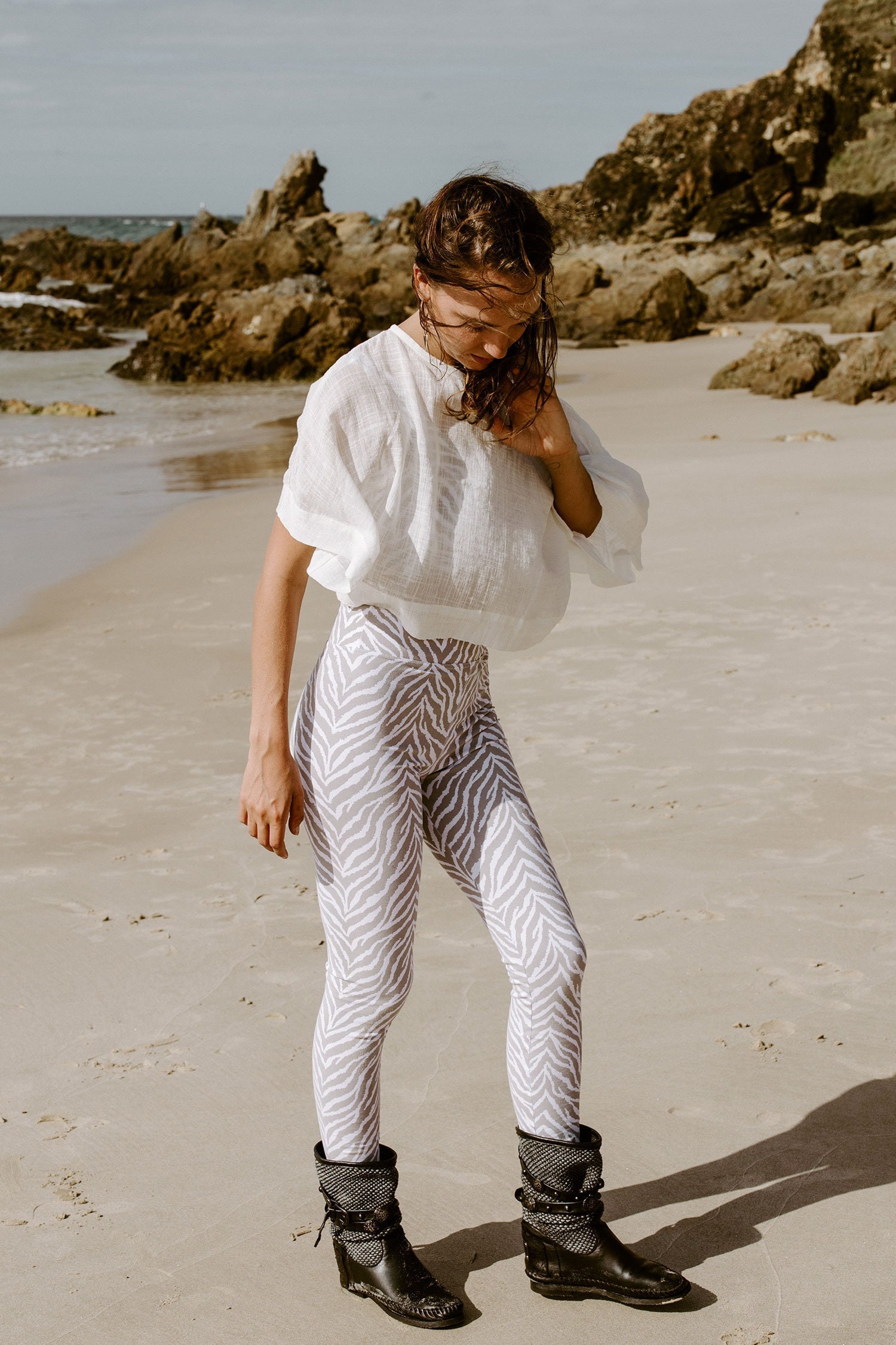 Unisex Leggings - Zeebra, full length leggings, animal print, yoga tights, yoga leggings