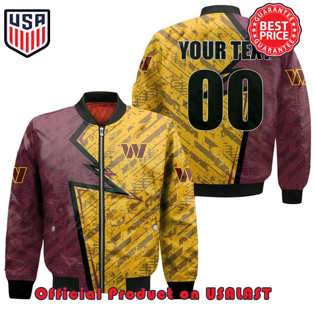 WASHINGTON COMMANDERS BOMBER JACKET 3D PRINTED ABSTRACT PATTERN SPORT CUSTOM TEXT AND NUMBER