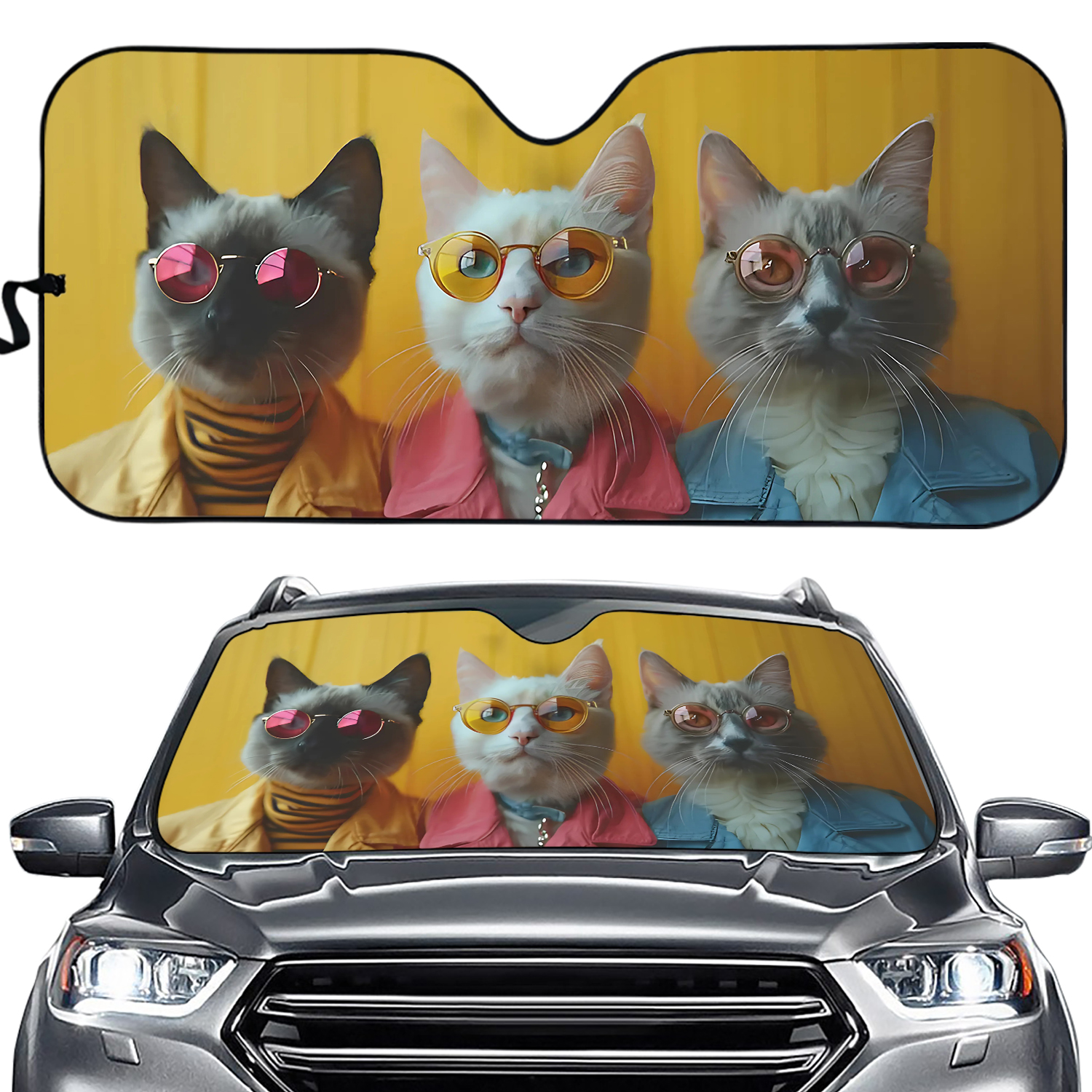 Funny Cat car sun shade, Gift for cat lover, gift for dad, mom