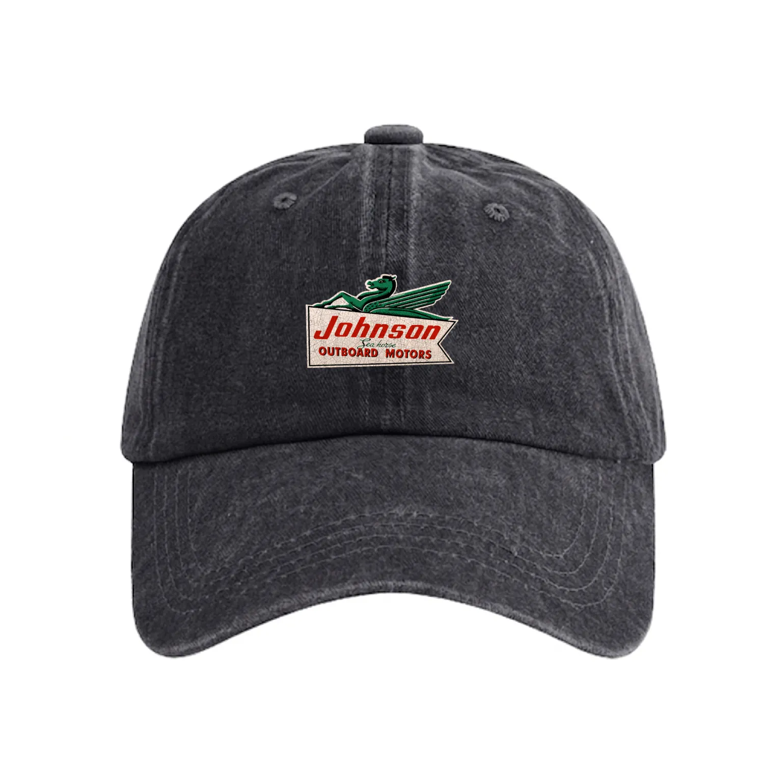 JOHNSON VINTAGE OUTBOARD MOTORS USA Classic T Shir Washed Denim Baseball Caps