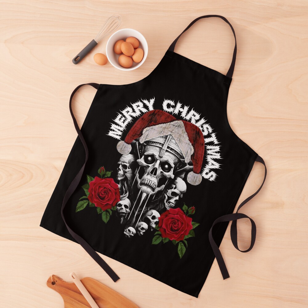 Satan Say Merry Christmas !! | Skull Skeleton Black Emperor King Dream | Apron