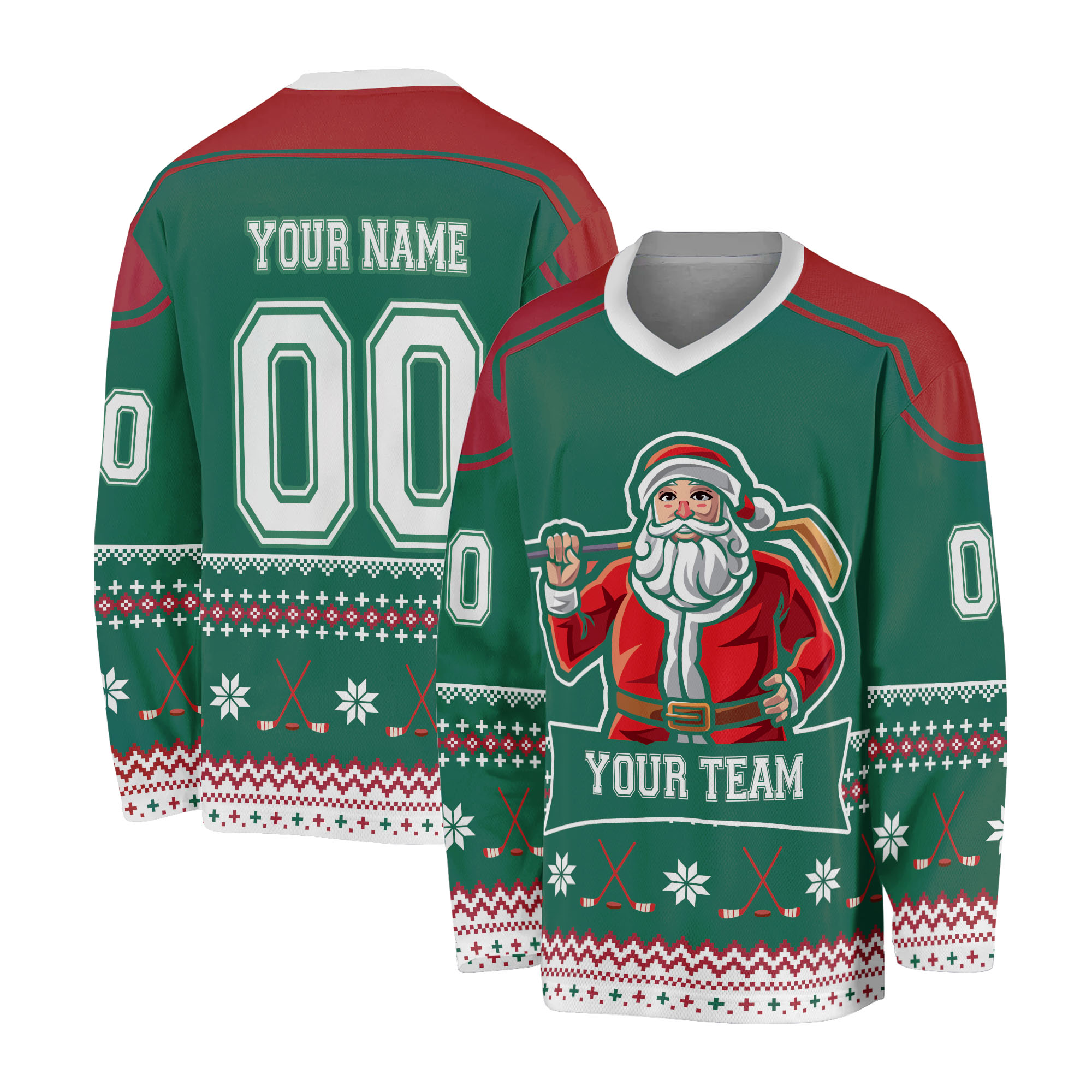 Christmas Hockey Santa Custom Jersey, Holiday Gift For Hockey Player