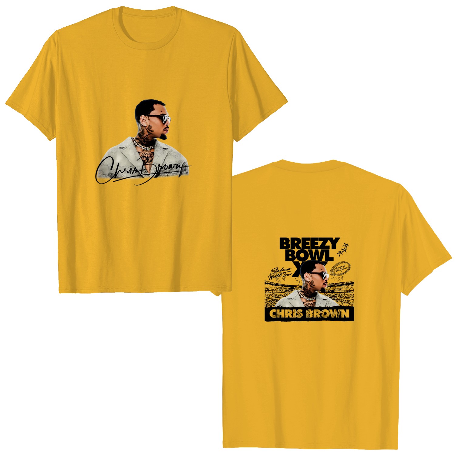 Chris Breezy Bowl XX Tour 2025 2 sided T-shirt, Chris Tour Merch, CB Shirt, Brown 2025 Concert