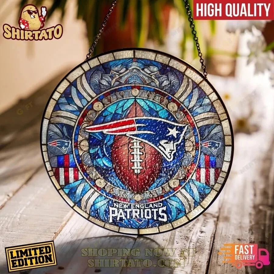 New England Football Team Patriotss Suncatcher Stained Glass Window Hanging Gift
