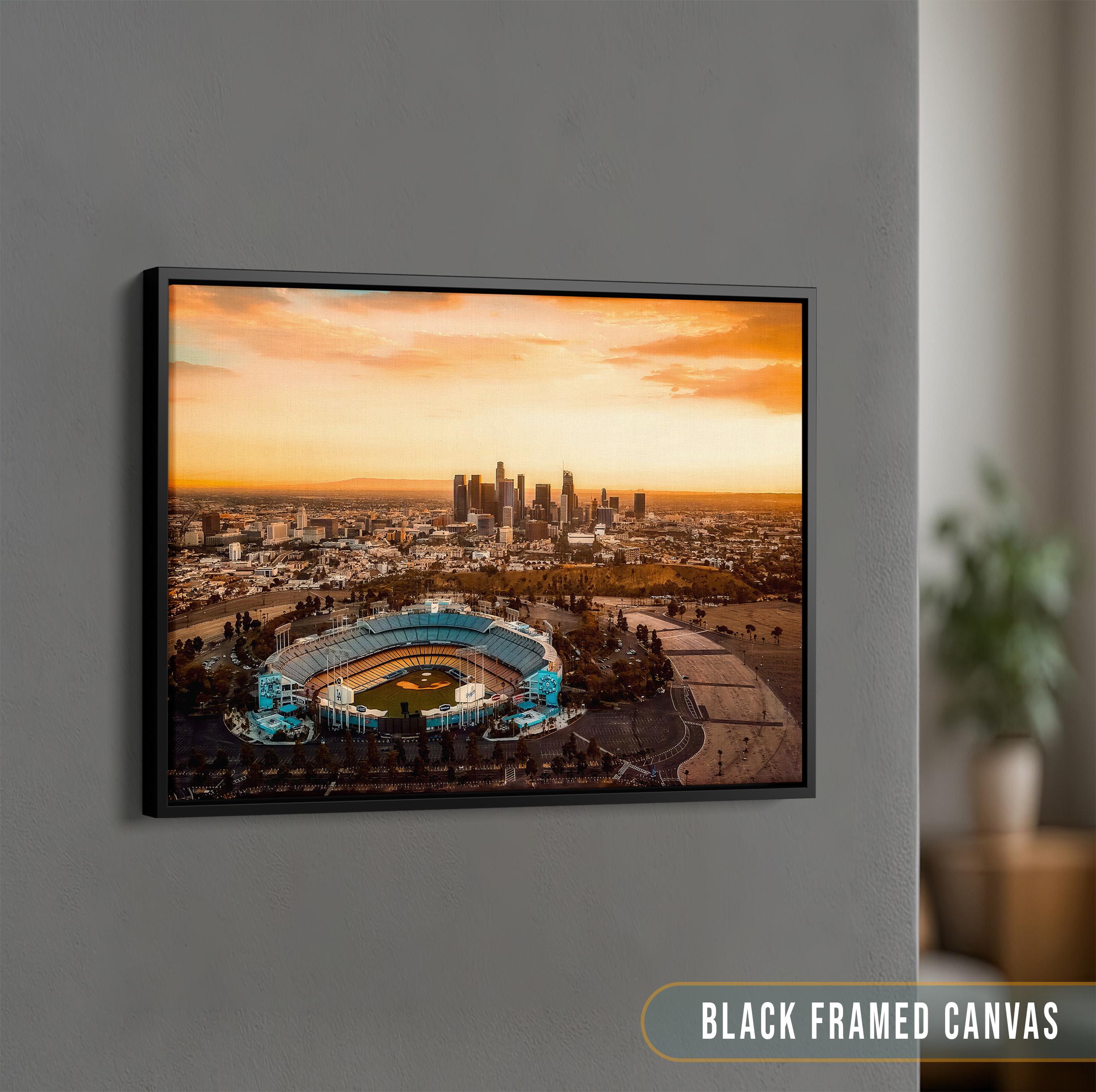 Los Angeles Dodgers Stadium Print, unset over Dodgers Stadium Wall Art, LA Dodgers Canvas Wall Decor, Coordinates Print, LA Fan Gifts