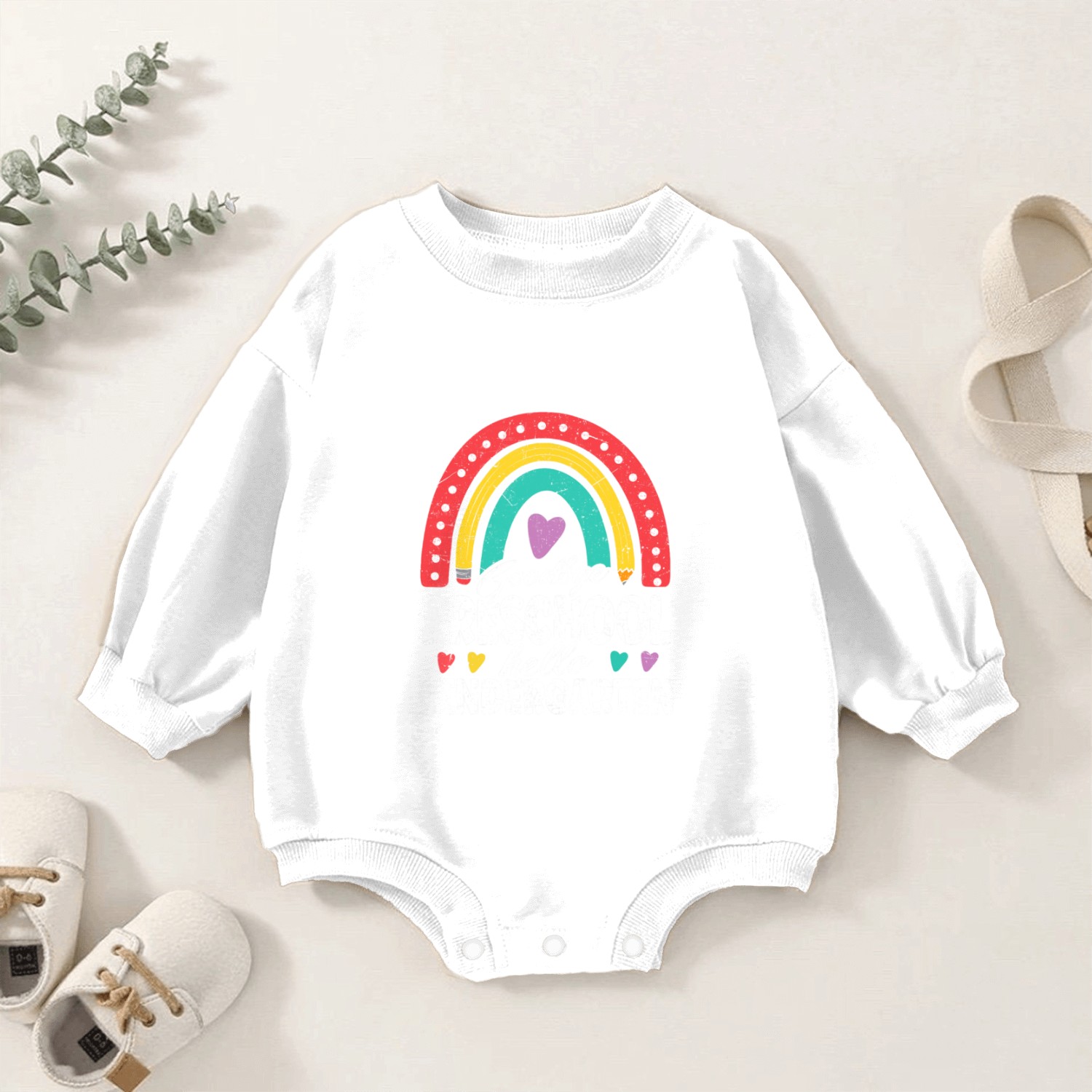 Goodbye Preschool Hello Kindergarten Teacher Back Baby Romper Sweatshirts