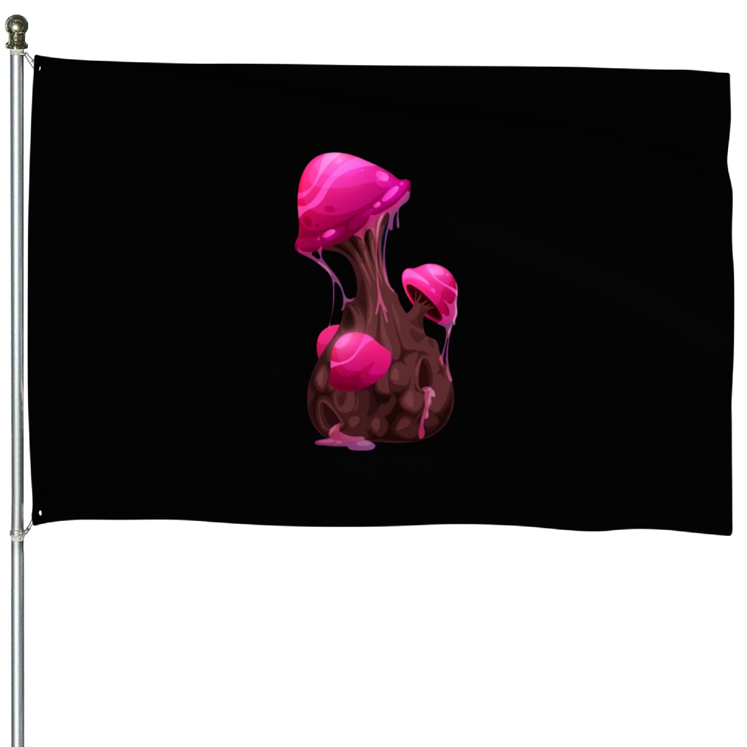 Pink Mushroom House Flags