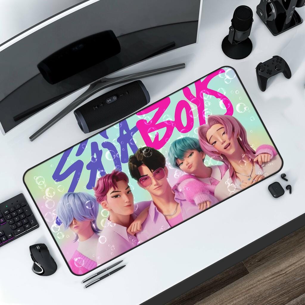 Saja Boys Desk Mat Aesthetic, Matching Desk Accessories - Kpop Huntryx - Demon Hunters - Kpop Hunters - SODA POP