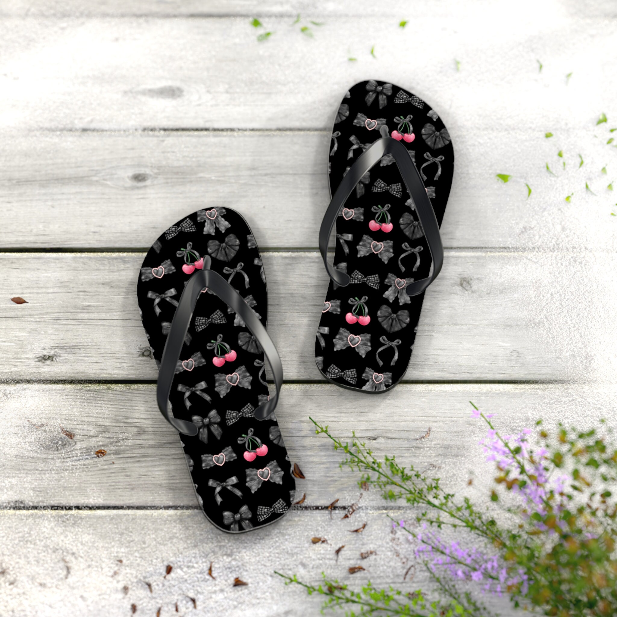 Dark Croquette Flip Flops