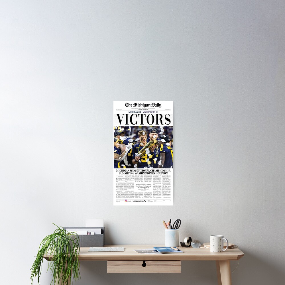 The Michigan Daily Front Cover 1/10/24 (Michigan vs. Washington -- National Championship Game) Poster