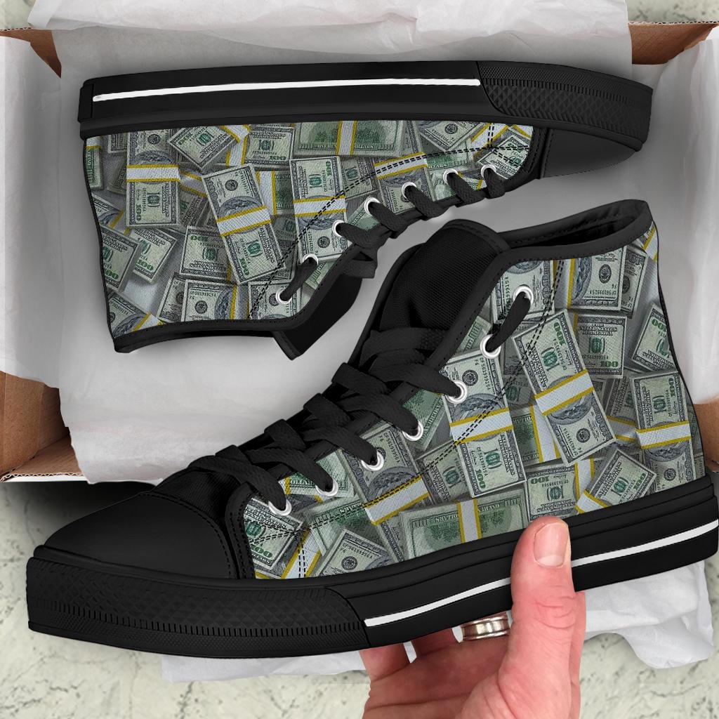 Dollar Money High Top Sneakers / Money Custom Print Trainers Shoes / Dollar High Top Shoes / Money Lover Gift