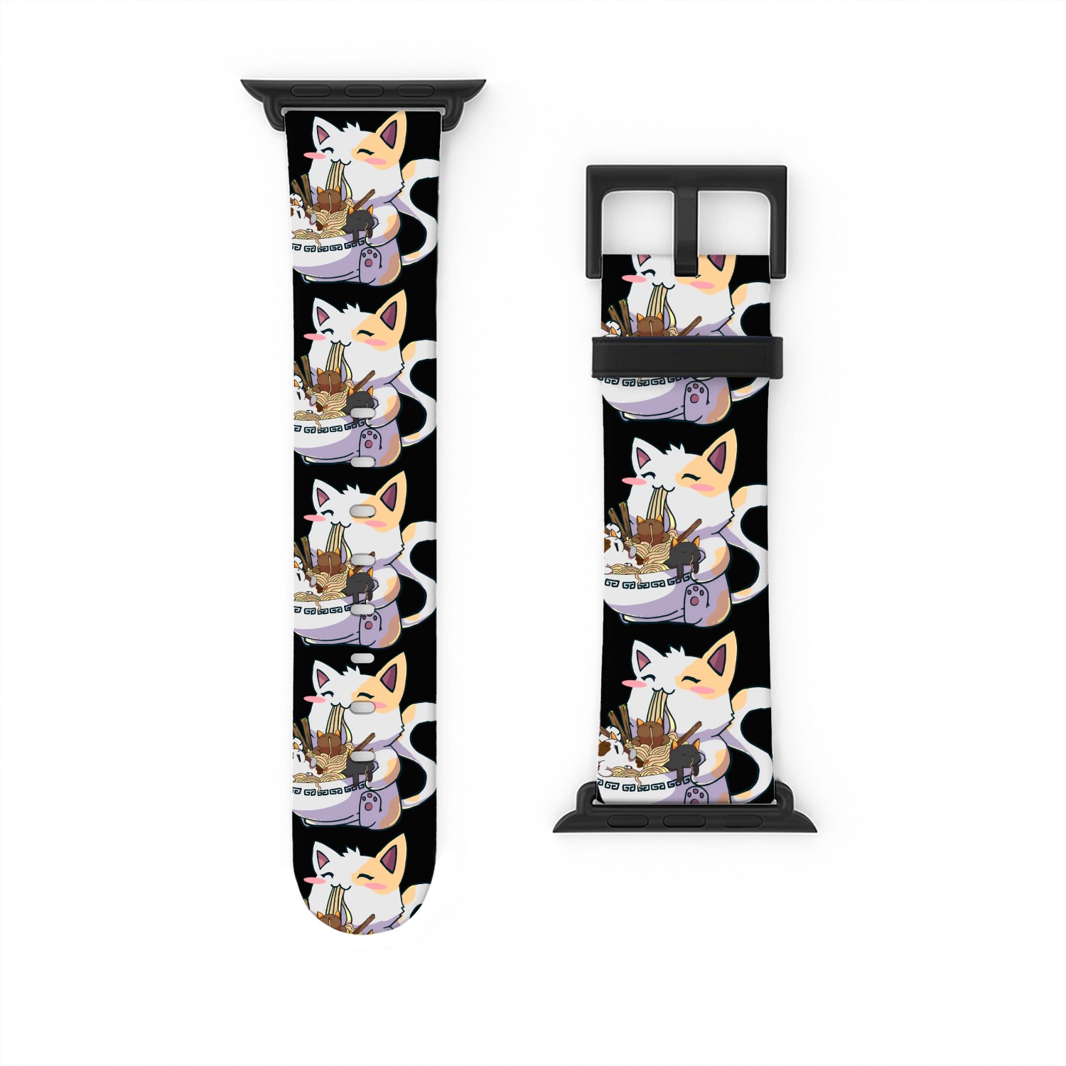 Kawaii Neko Cat Ramen Bowl Anime Japanese Noodles Watch Bands For Apple Watch