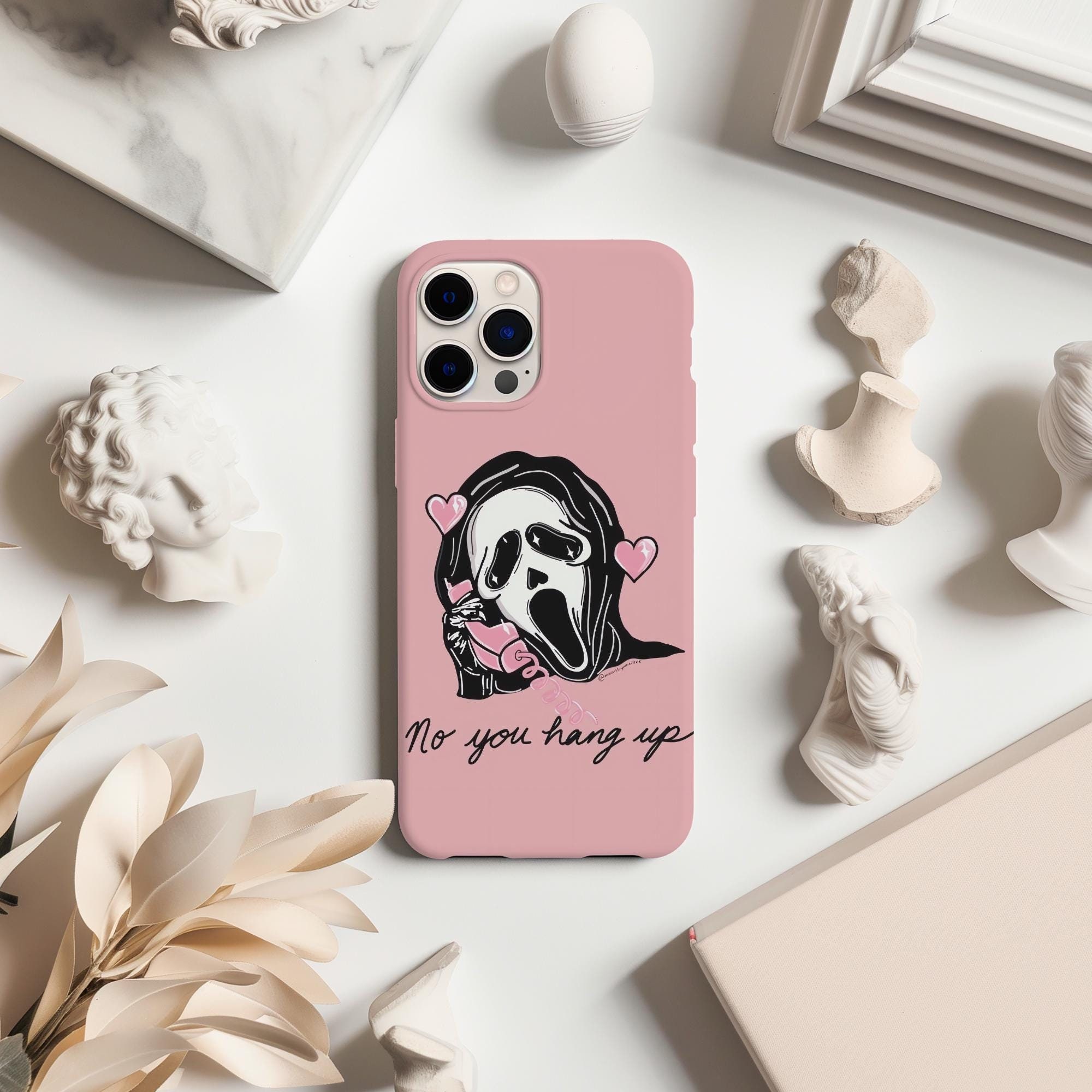 Pink Coquette Halloween Phone Case, Ghost Spooky Horror Movie Cover for iPhone