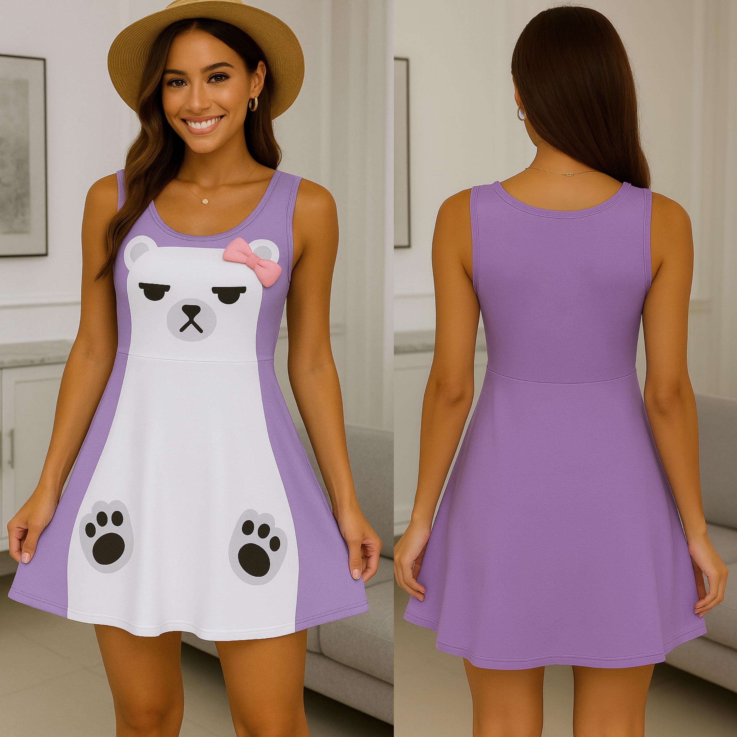 Kpop Demon Hunter Cosplay Dress, Cute Anime Bear Dress With Bow, Huntrix Costume Outfit, Holiday Gift For Fans, Halloween Clothing