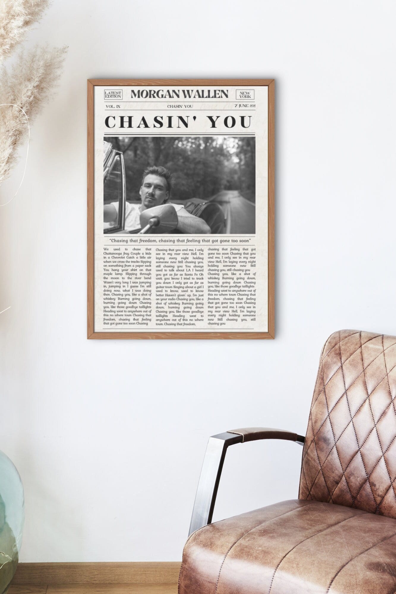 Wallen Western Retro Newspaper Print, Chasin' you Album Cover Poster