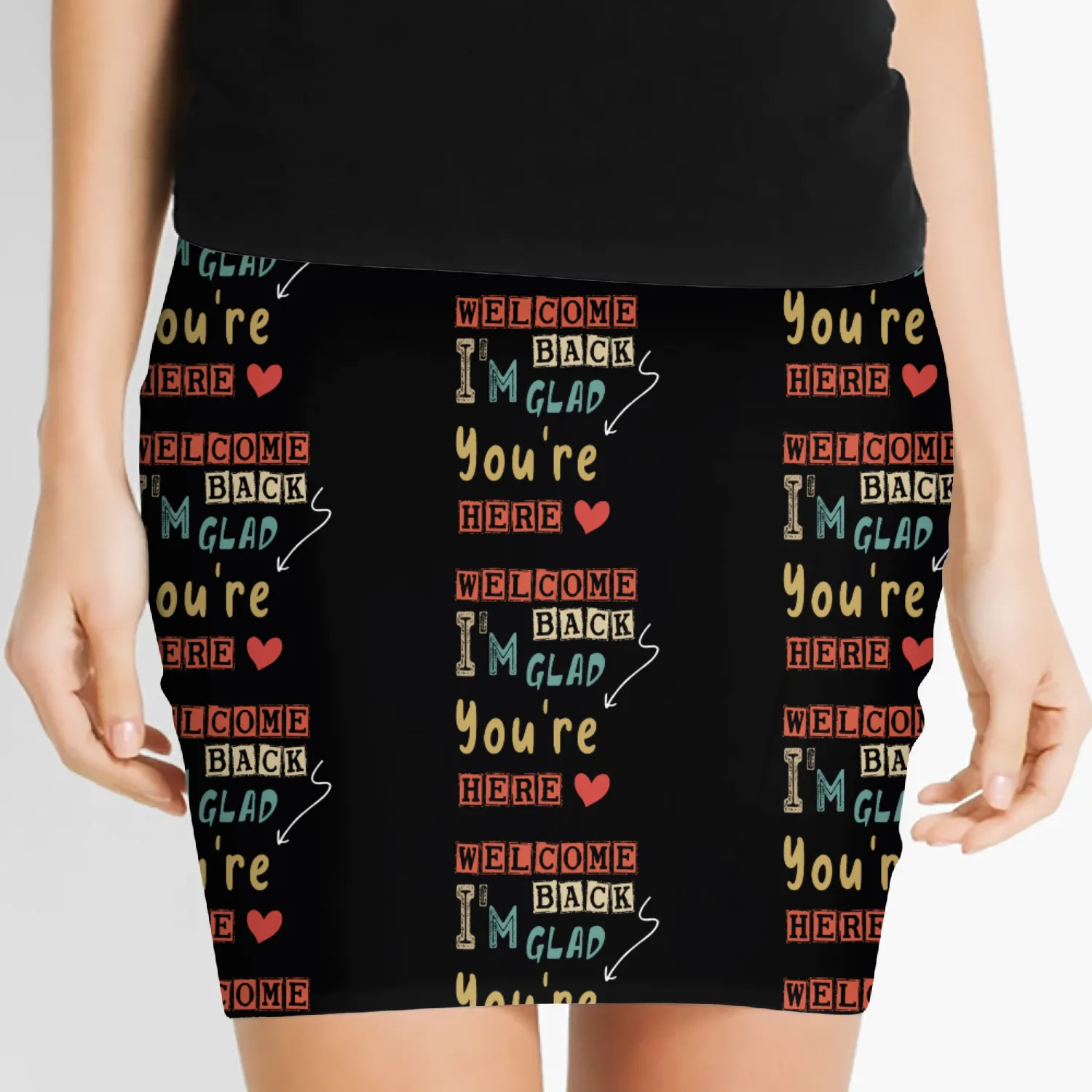 welcome back i'm glad you're here ,bacck to school Women's Mini Skirts