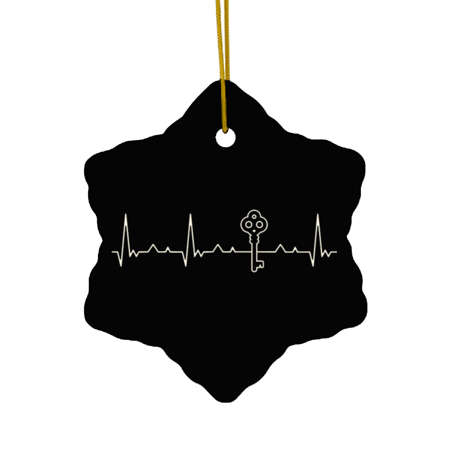 Key Vintage Beautiful. Heart. Love. EKG. Pulse. Ceramic Ornaments
