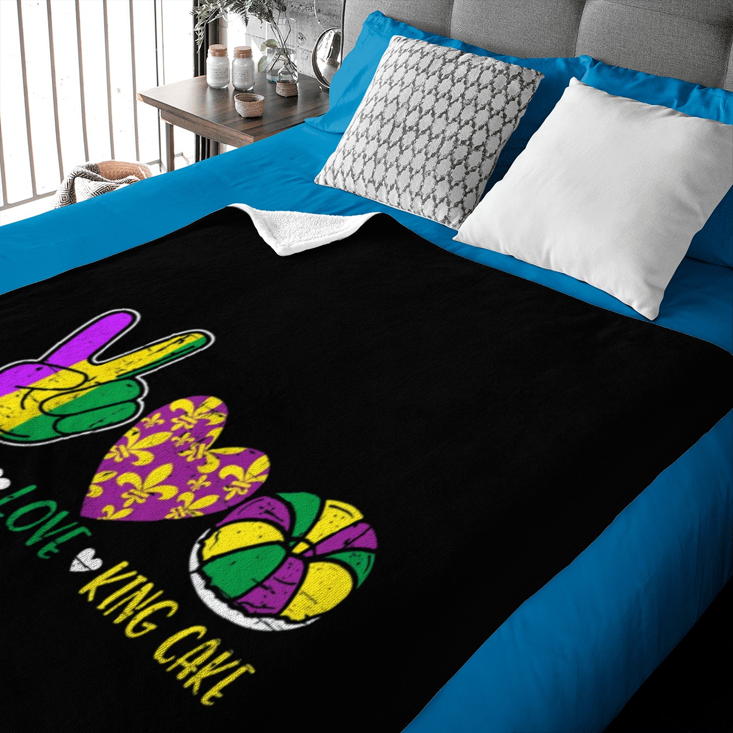 Peace Love King Cake Baby Blankets