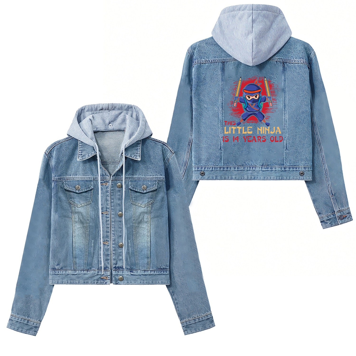Birth Born Age 14 Years Old Japan Japanese Ninja Women's Denim Jackets