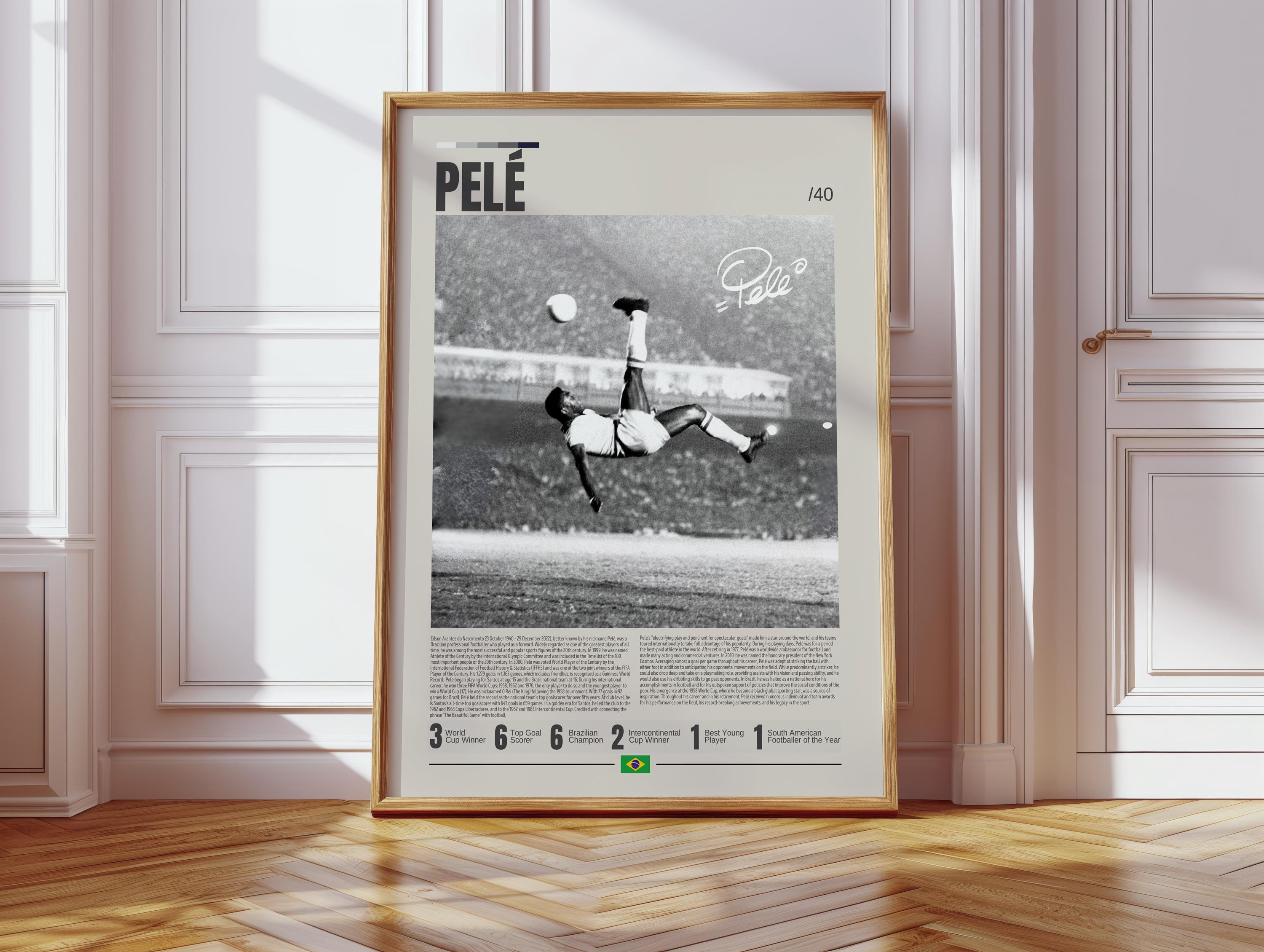 Pele Poster, Brazilian Soccer Player Poster, Soccer Gifts, Sports Poster