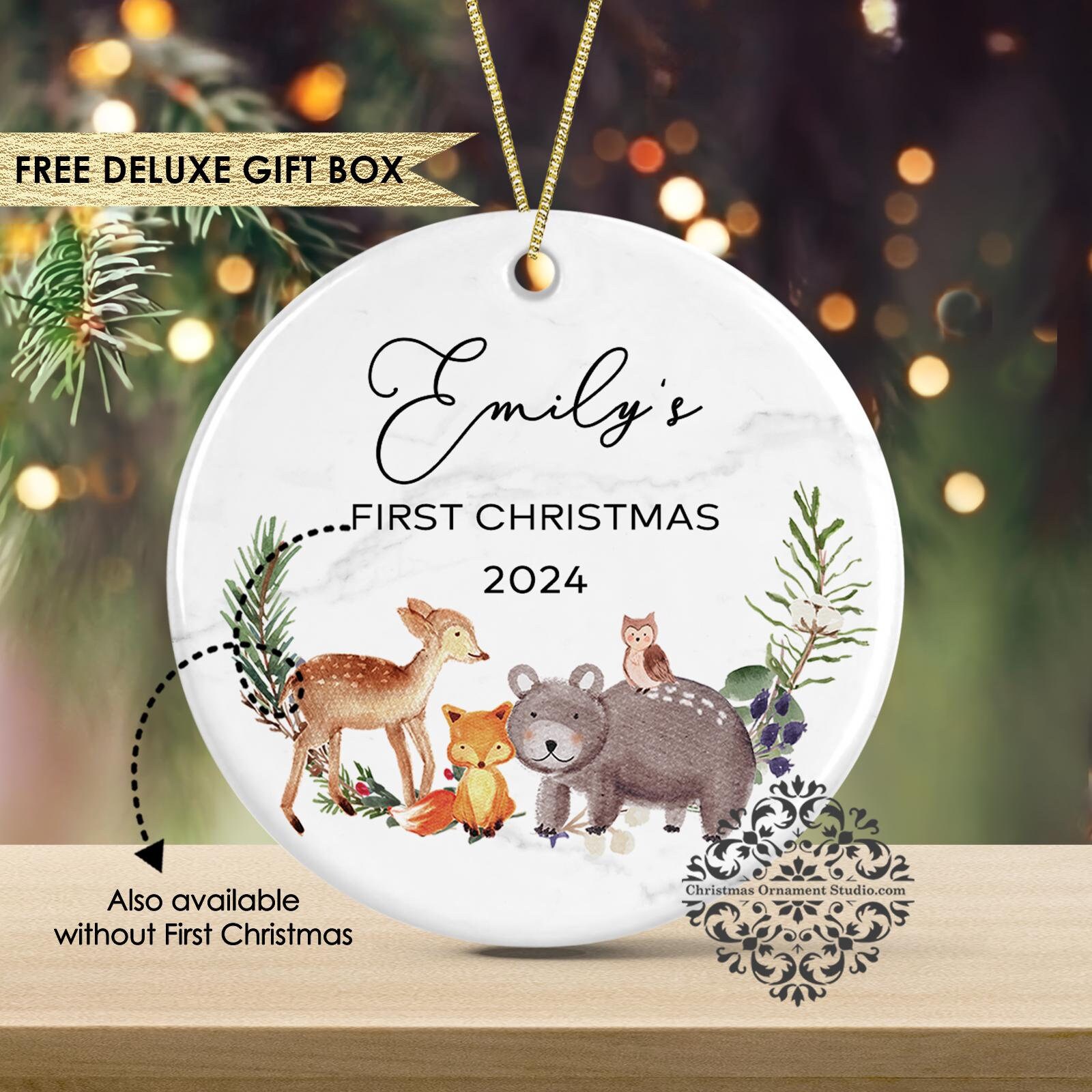 Personalized Baby's First Christmas Ornament - Woodland First Christmas Baby Ornament - Kids Christmas gift