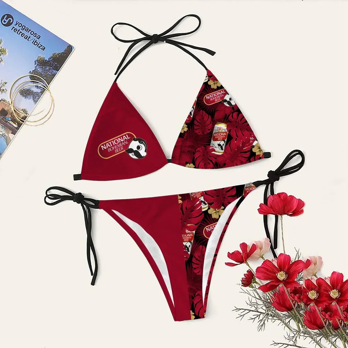 Women's Bohemian Triangle Sling Bikini Swimsuit National Style Beach Swimwear