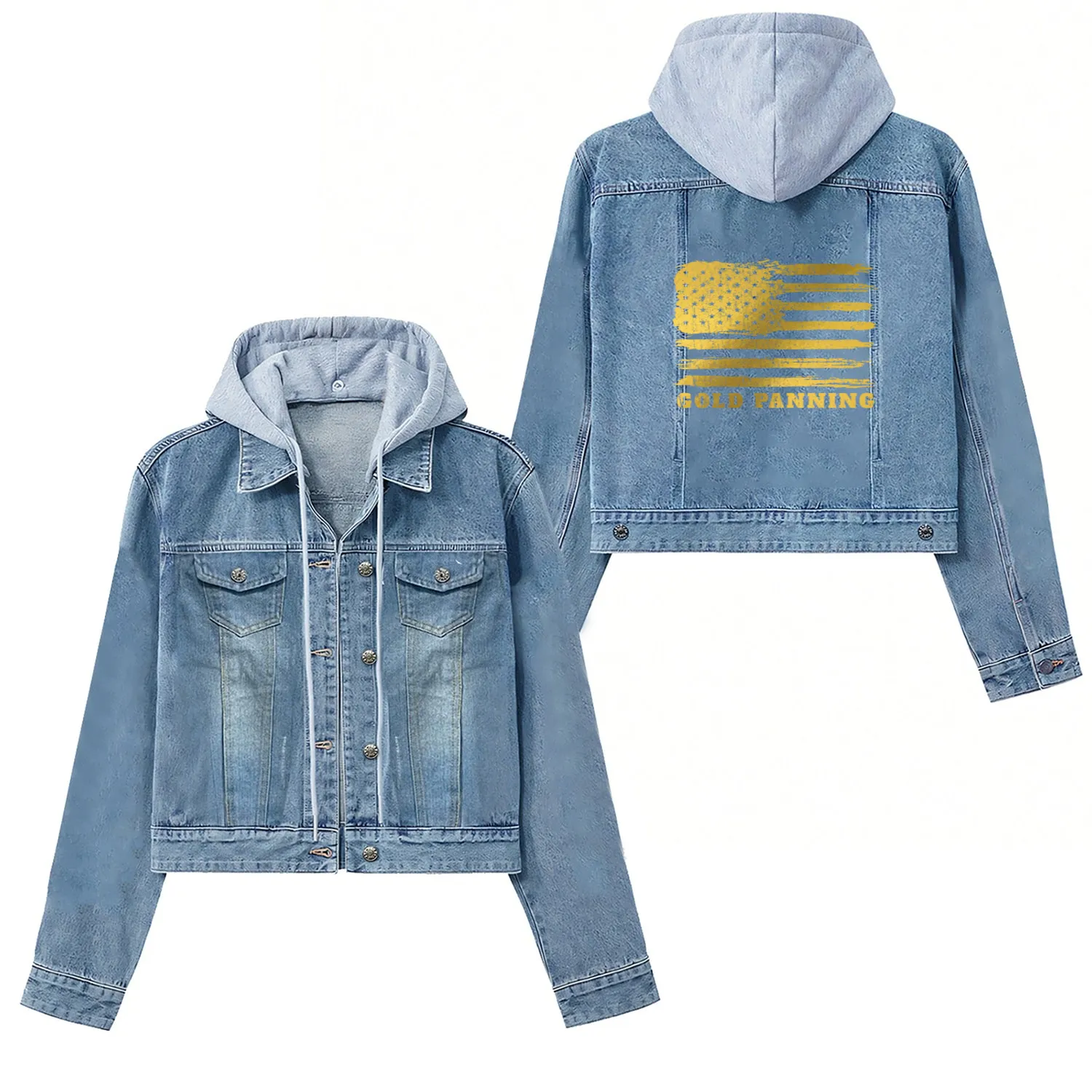 US Flag Gold Digger Patriotic America Gold Panning Women's Denim Jackets