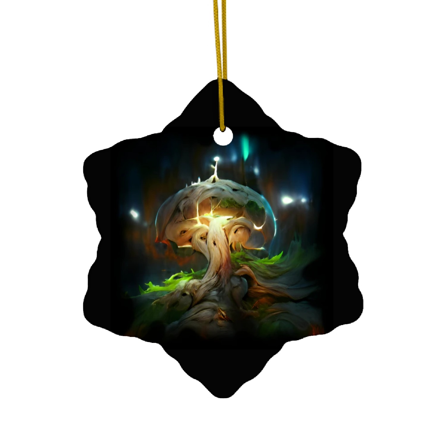 Glowing Fantasy surreal Mushroom Tree Ceramic Ornaments