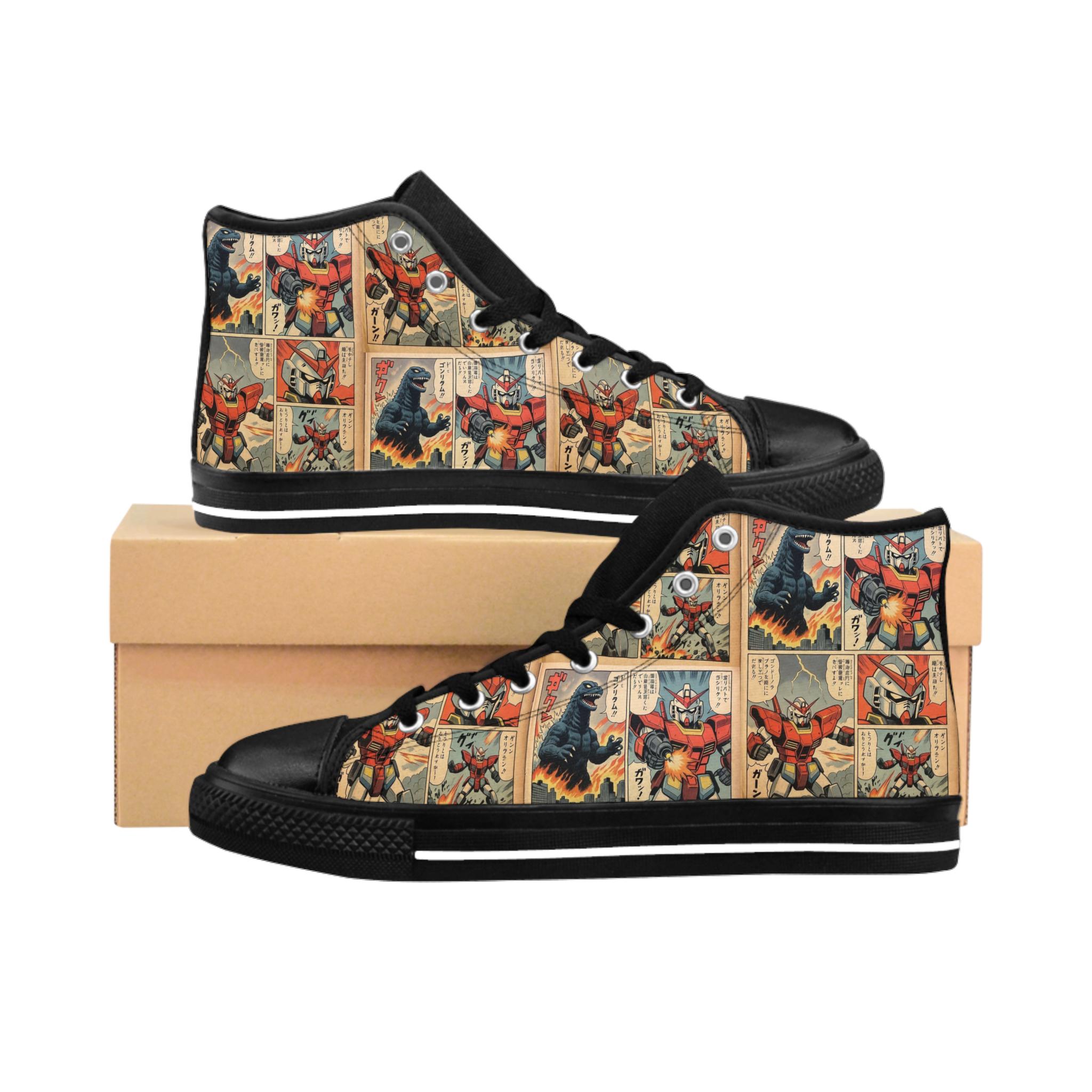 Sneakers, Vintage Japanese god zilla Comic Book Shoes, god zilla Gift, Men's Shoes, Footwear
