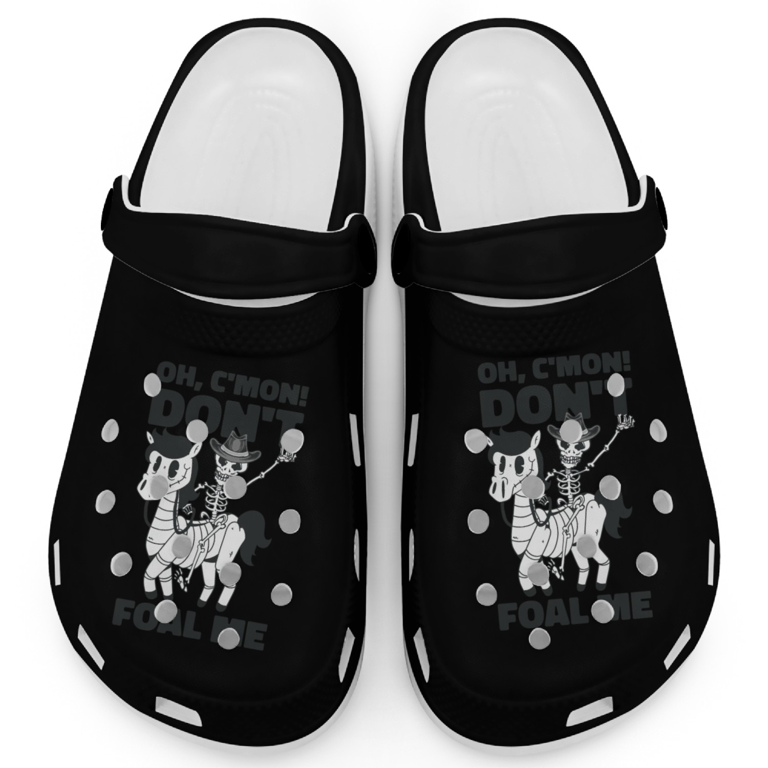 Halloween Cowboy Skeleton Foal Horse Riding Clogs