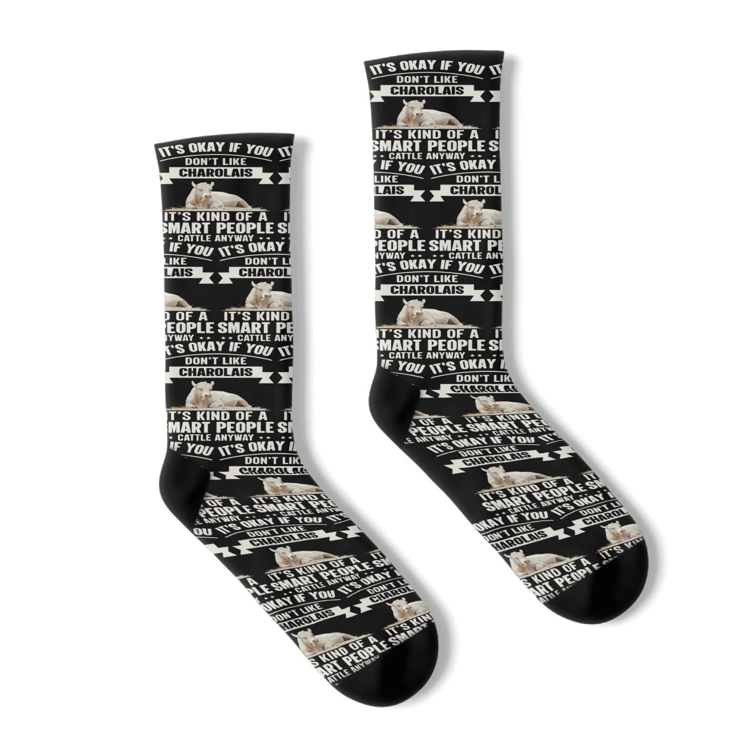 Smart People Cattle Farmer Cow Breed Charolais Socks