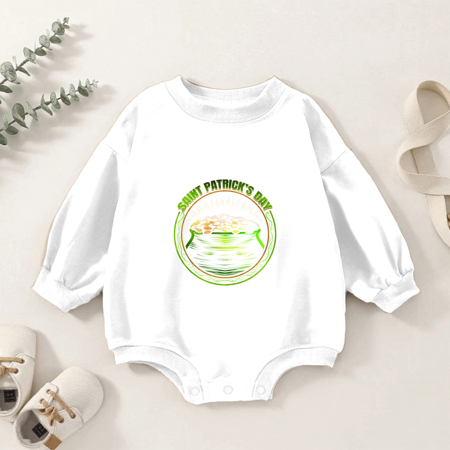 Pot Of Gold Logo For St Patricks Day Baby Romper Sweatshirts