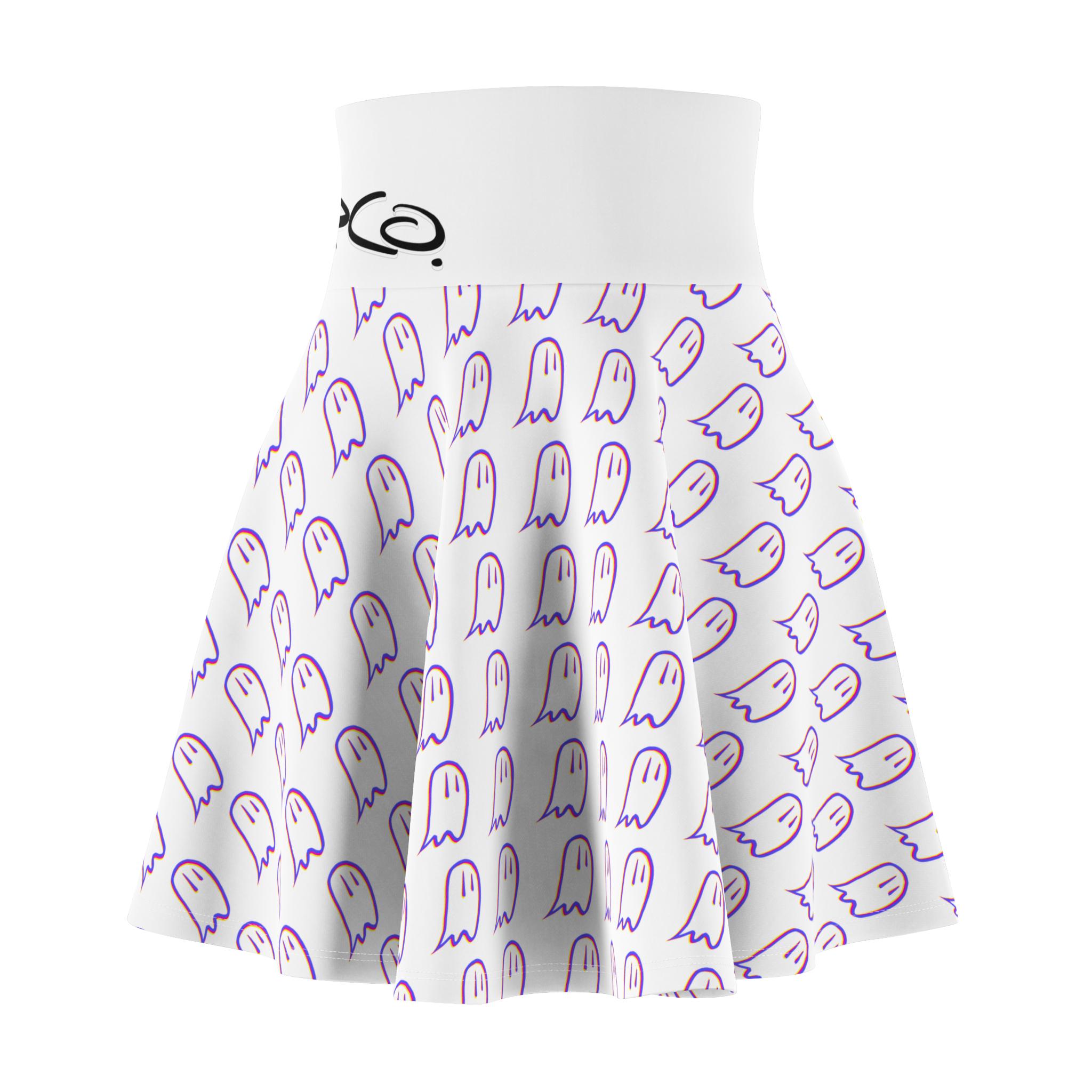 Rainbo Ghost Skater Skirt V2. Ghostly Vibes Women's Skater Skirt, Halloween Skirt