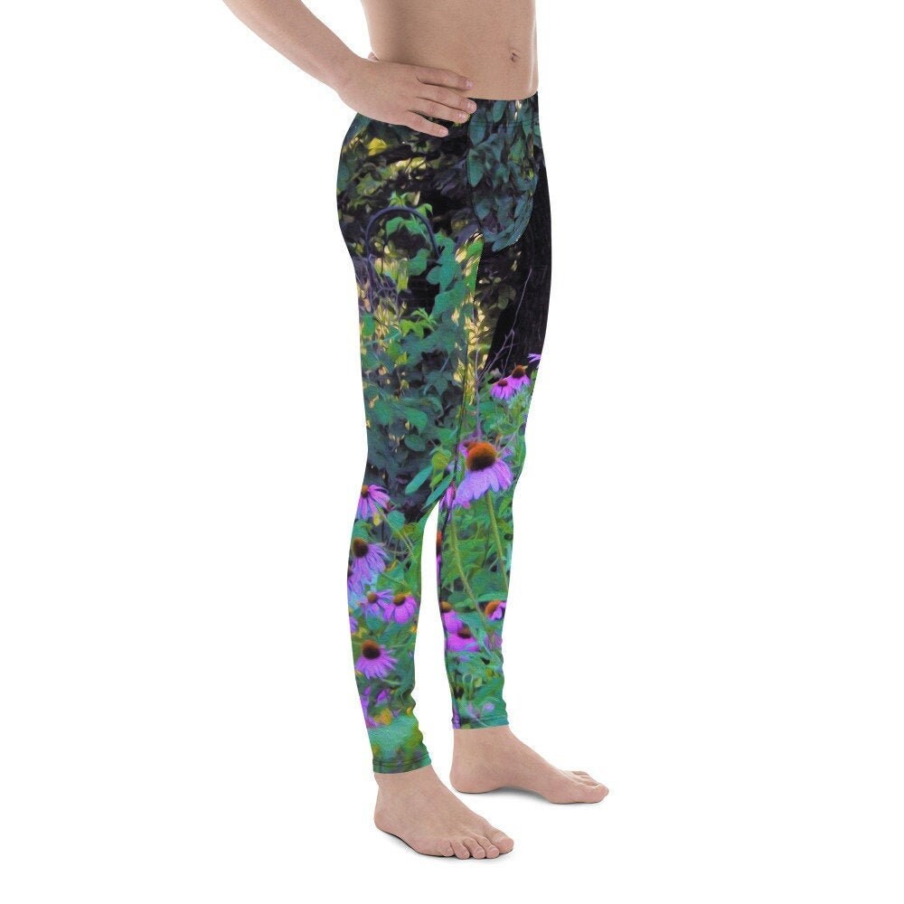 Colorful Mens Leggings, Hazy Morning Sunrise in My Rubio Garden