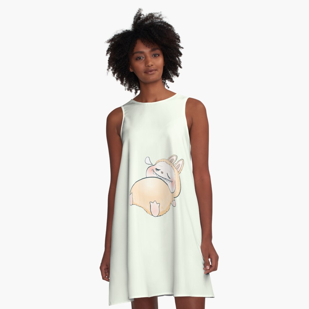 Sleeping Labubu A-Line Dress, Labubu sleeveless tank dresses, Gift for Her