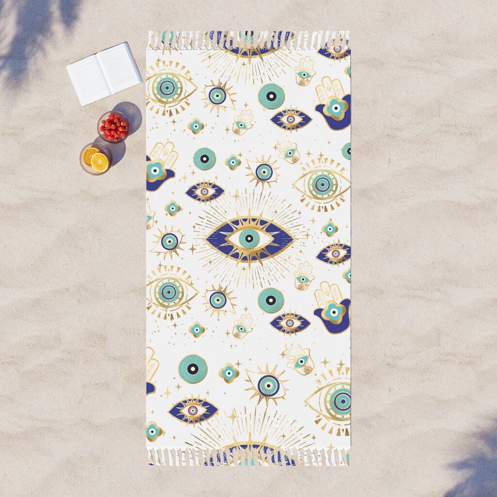 Gift for Spiritual Person Nazar Evil Eye Boho , Nazar Fringe Tassel Boho Beach Cloth