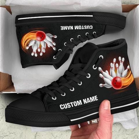 Bowling Custom Name High Top Sneakers / Bowling Custom Print Trainers Shoes / Bowling High Top Shoes / Bowling Lover Gift