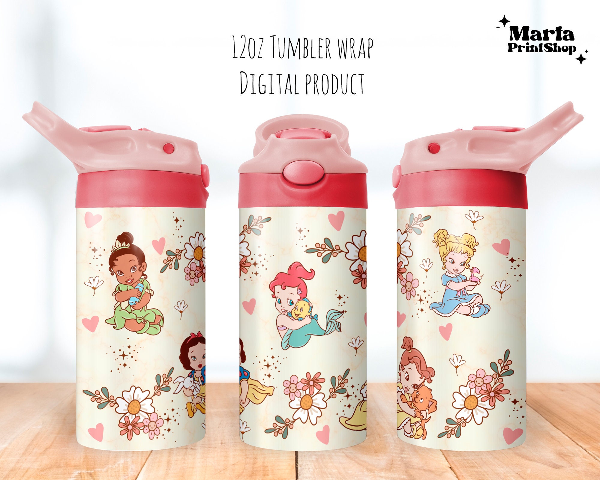 Magical Princess Tumbler, Sippy Cup 12oz, Magical Girly Flip Top Tumbler 12oz