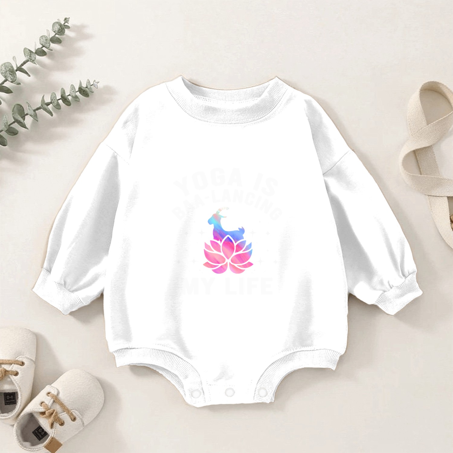 Goat Yoga Balancing My Life Baby Romper Sweatshirts