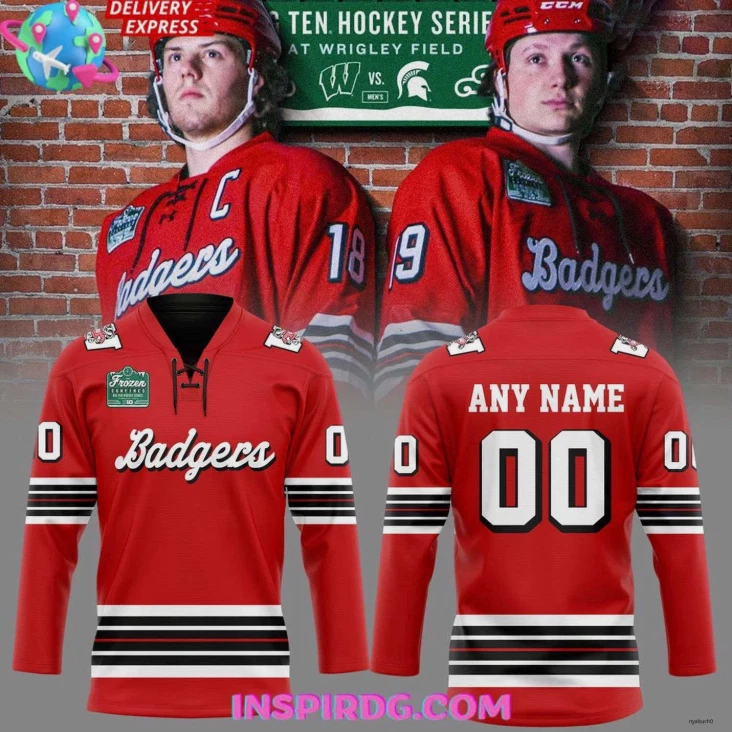 Personalized Wisconsin Hockey National Champions Lace Hockey Jersey