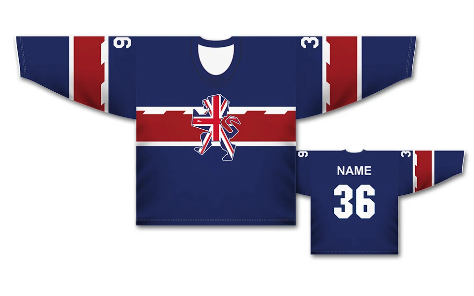 Team Great Britain Blue Ice Hockey Jersey 2022 Custom Name and Number