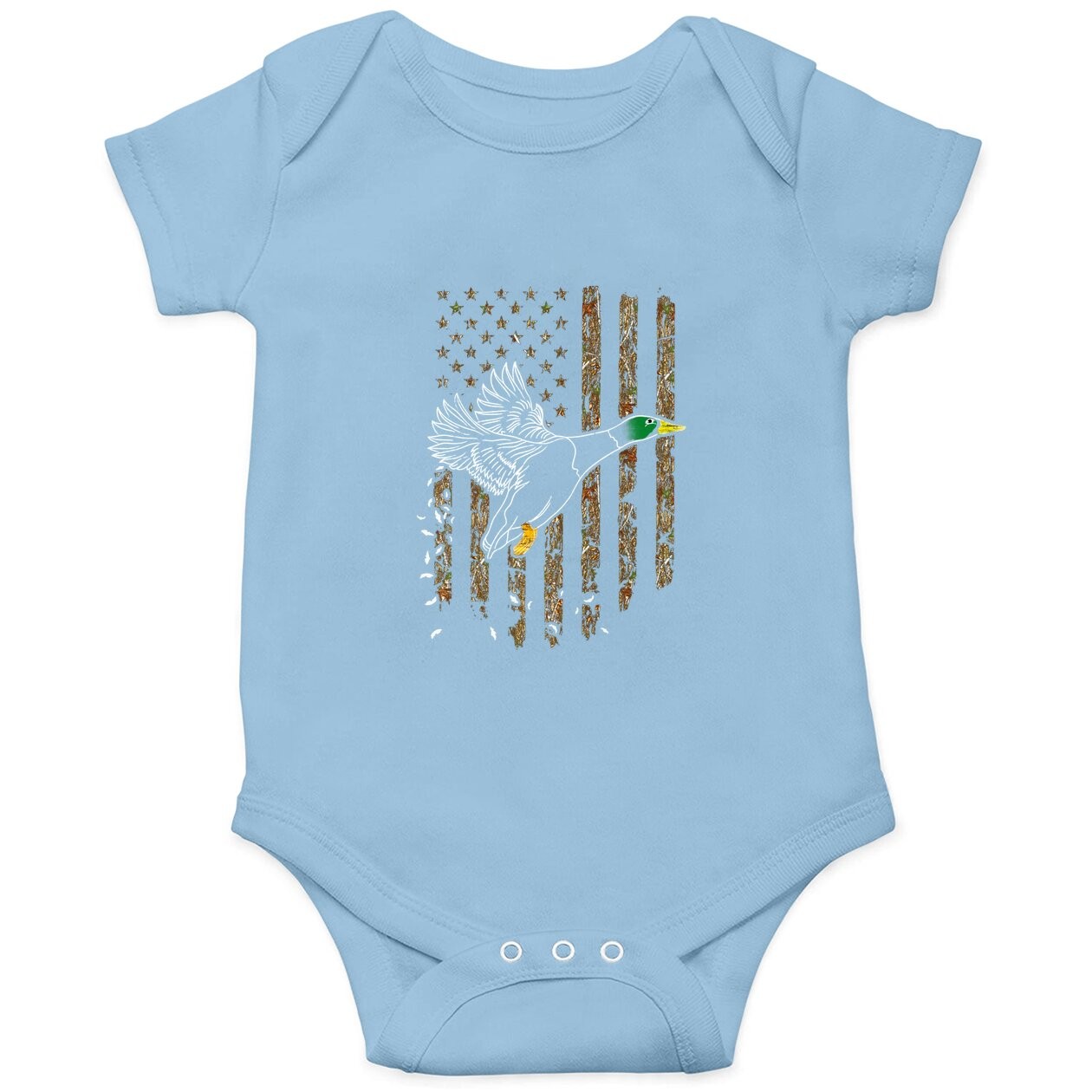 Duck Hunter American Flag Waterfowl Hunting Camouflage Baby Bodysuit