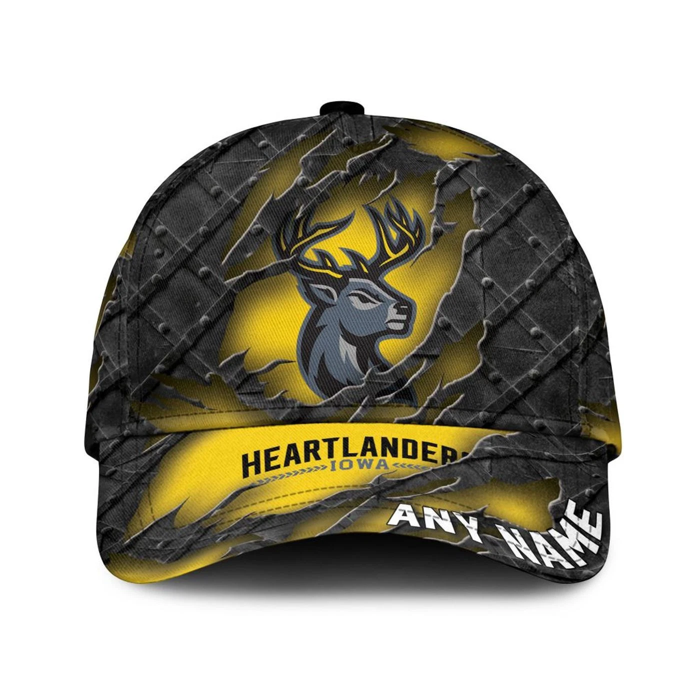 Iowa Heartlanders Personalized Name Black Metal Design Classic Cap