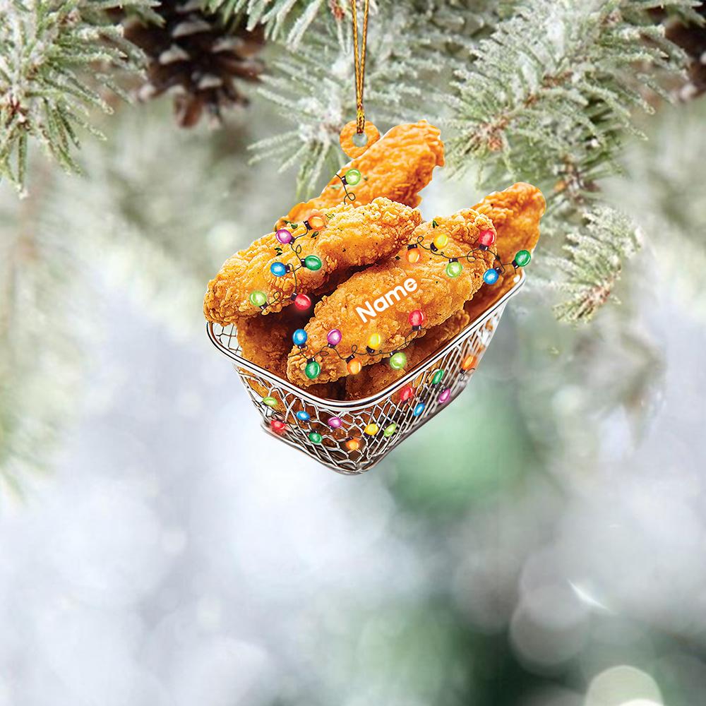 Personalized Fried Chicken Ornament, Fried Chicken Christmas Ornament, Fast Food Lovers Ornament, Kitchen Chef Holiday Ornament