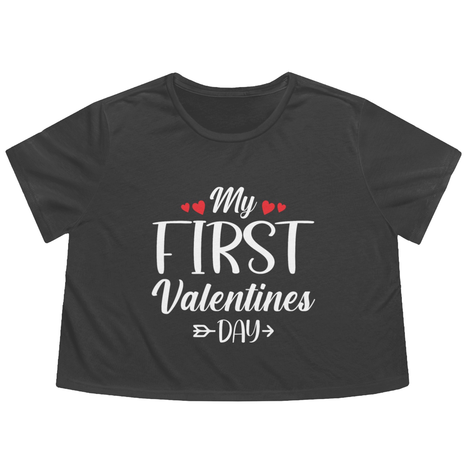 My First Valentines Day Flowy Cropped Tees