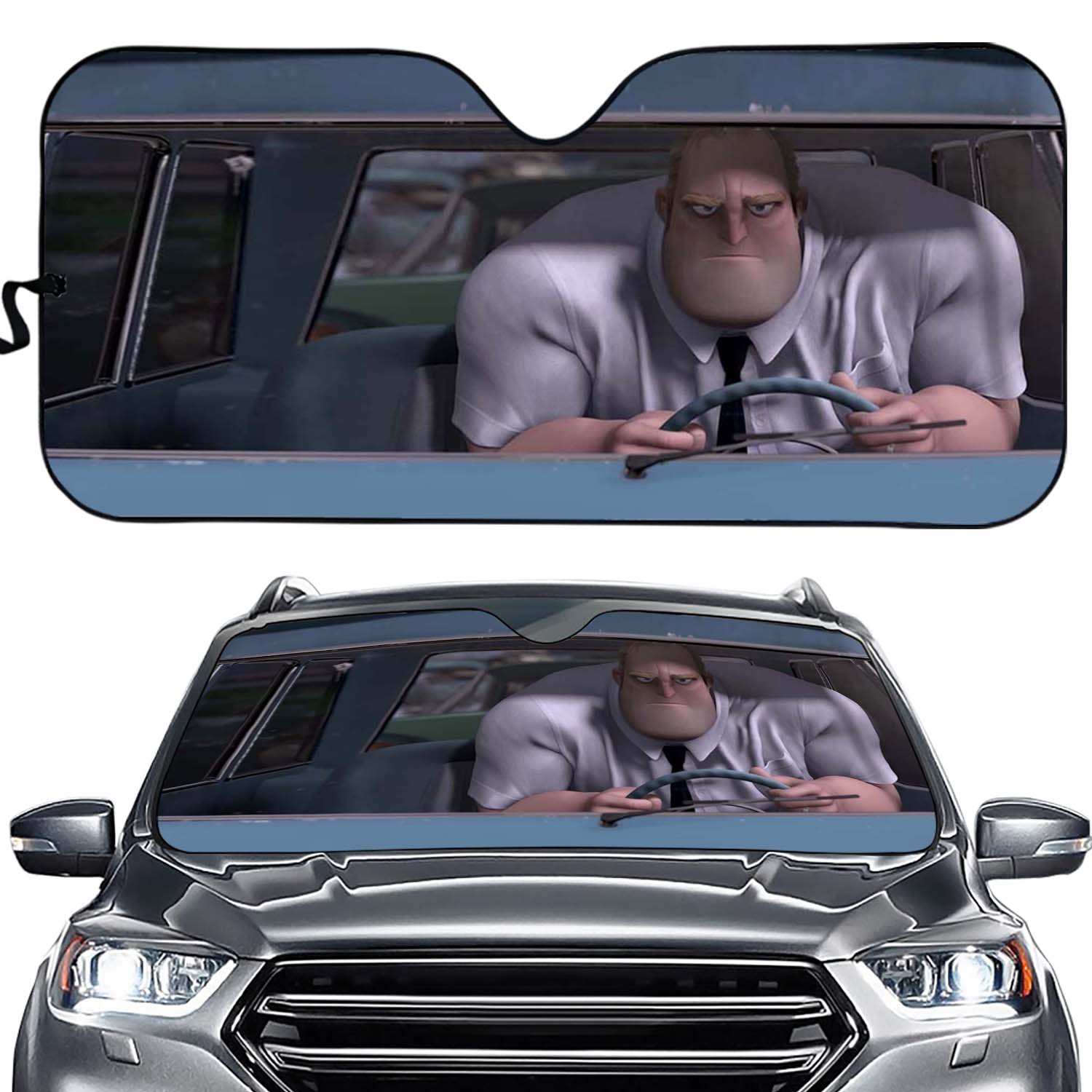 Incredibile Cartoon Car Sun Shade Robert Bob Parr Mr Incredible In His Car Car Sun Shade