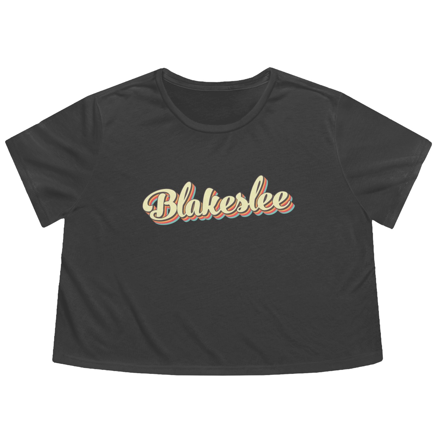 Blakeslee Baseball Font Flowy Cropped Tees